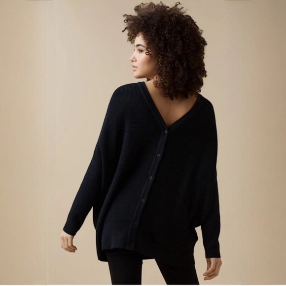 Vetta convertible capsule S The Waffle V-Neck Oversized Sweater cardigan organic - Picture 1 of 11